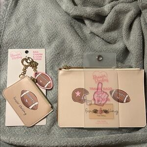 Frasier Sterling Football Fan Travel Bags Set, Coin Purse & Bag Charm Bundle NWT